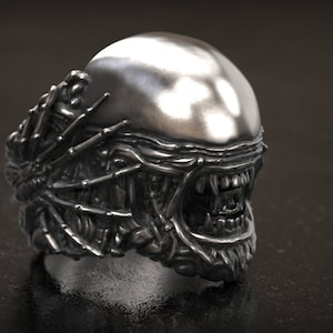 H.R. Giger Inspired , Alien Ring , Chestburster, Prometheus , Xenomorph , Protomorph , Covenant , Punk Ring, 3d printed Jewellery