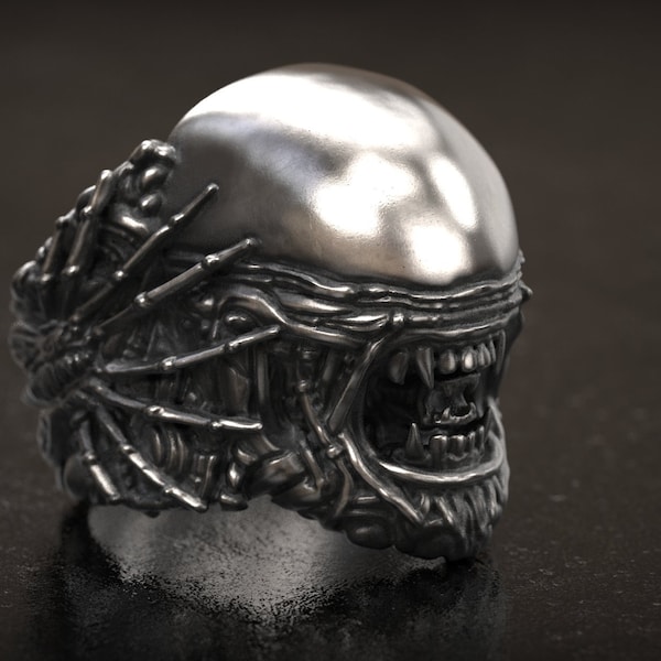 H.R. Giger Inspired , Alien Ring , Chestburster, Prometheus , Xenomorph , Protomorph , Covenant , Punk Ring, Bijoux imprimés en 3D