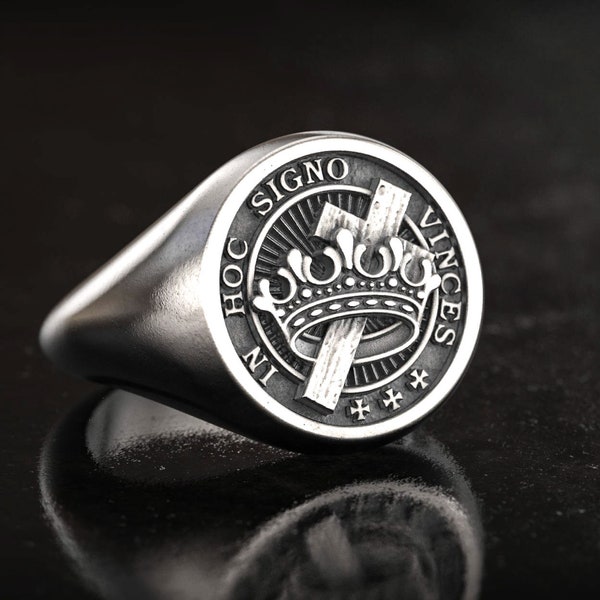 Crusader templar signet Ring, In Hoc Signo Vinces Ring, Seal of Knights Templar, Templar Cross, 3d printed Jewelry, Medieval Knights