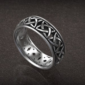 Celtic Pattern Ring, Unique Wedding Ring, Celtic Ring, Viking Wedding Ring, 925 Sterling Silver, Traditional Ring, Celtic Knot, Oxidized