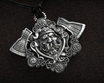 Pendentif Viking, Cadeau de papa, Cadeau de fête des pères, Pendentif Viking en argent, Guerrier Viking, Cadeau pour homme, Impression 3D , Oxydé , Bijoux imprimés en 3D