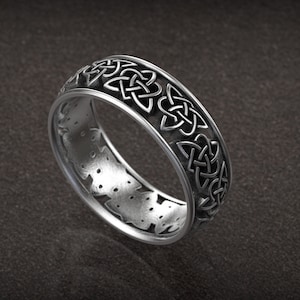 Celtic Pattern Ring, Unique Wedding Ring, Viking Wedding Ring , 925 Sterling Silver , Traditional Ring, Celtic Knot , Oxidized