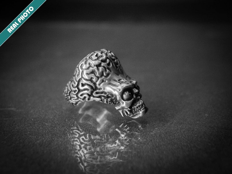 Punk Ring Alien Ring 3D Print 3d printed Jewellery Silver Jewellery Movie Ring Mars Attacks Oxidized Motorcycle Jewelry