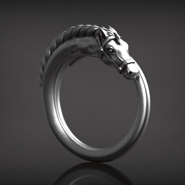 Horse ring , Horse jewelry , Silver horse , 925 Sterling Silver , Animal Jewellery, 3D Print , 3d printed Jewellery , 3d Printed , Oxidized