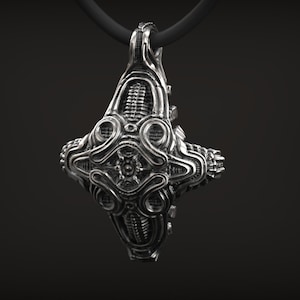H.R. Giger Inspired pendant, Biomechanic Art Pendant, Giger Style, Giger Pendant, 3d printed Jewellery, Oxidized, Valentines gift