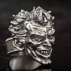 Crazy Joker Ring, Movie Ring, Joker art, Movie jewelry, Man Ring , 3d printed Jewellery, 3d Printed Man Gift, Halloween gift, JOKER face