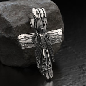 Jesus Christ Wooden Cross Pendant, Oxidized Pendant, Religious Pendant For Christian, Confirmation Pendant, Crucifixion of Jesus Christ