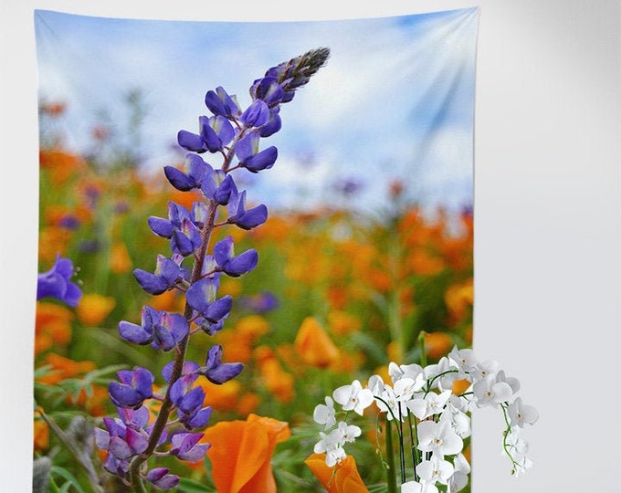 Lupine & Poppy Tapestry|California Native Wildflowers|Southwestern Wildflowers|Daisy|California poppy|Lupine|Flowers|Gifts