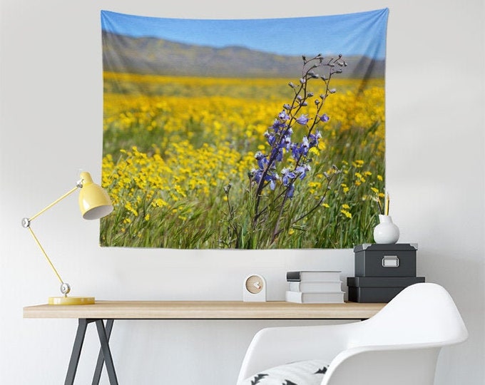 Wildflower Fields Tapestry|California Native Wildflowers|Southwestern Wildflowers|Daisy|California poppy|Lupine|Flowers|Gifts
