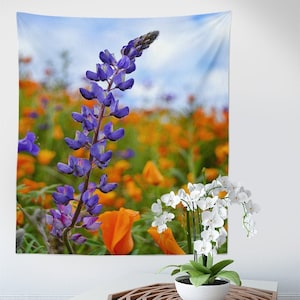 Lupine & Poppy Tapestry|California Native Wildflowers|Southwestern Wildflowers|Daisy|California poppy|Lupine|Flowers|Gifts