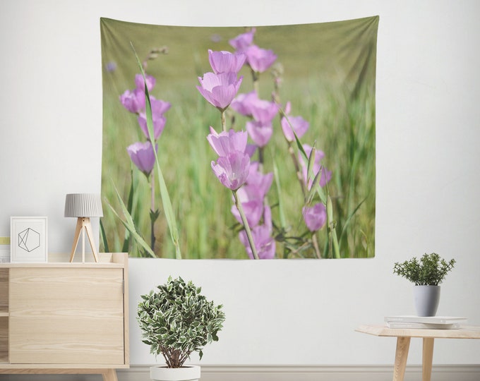 Checker Bloom Tapestry|California Wildflowers|Native Wildflowers|Native Plants|Southwestern Flowers|Sidalcea malviflora|Home Decor