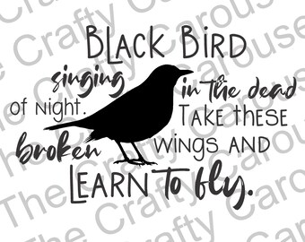 Blackbird Singing in the Dead of Night Blackbird SVG Lyrics SVG PNG ...