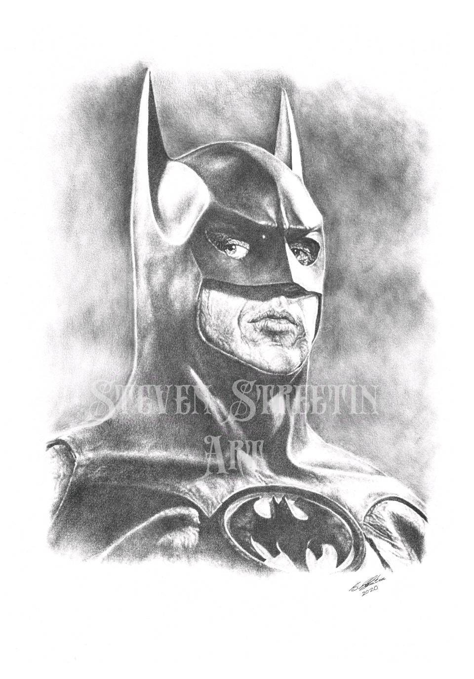 Michael Keaton as Batman in 3B Pencil and Graphite Powder - Etsy Australia