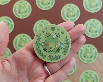 Professional Sticker Collector Frog - Vinyl Sticker