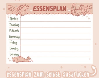 Print a meal plan to take home (German & English)