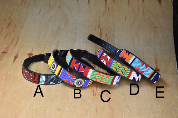 Large Leather Dog Collar Personalized Kenyan Dog Collar African P African Beaded Dog Collar SALE Leather Dog Collar Maasai Dog Collar