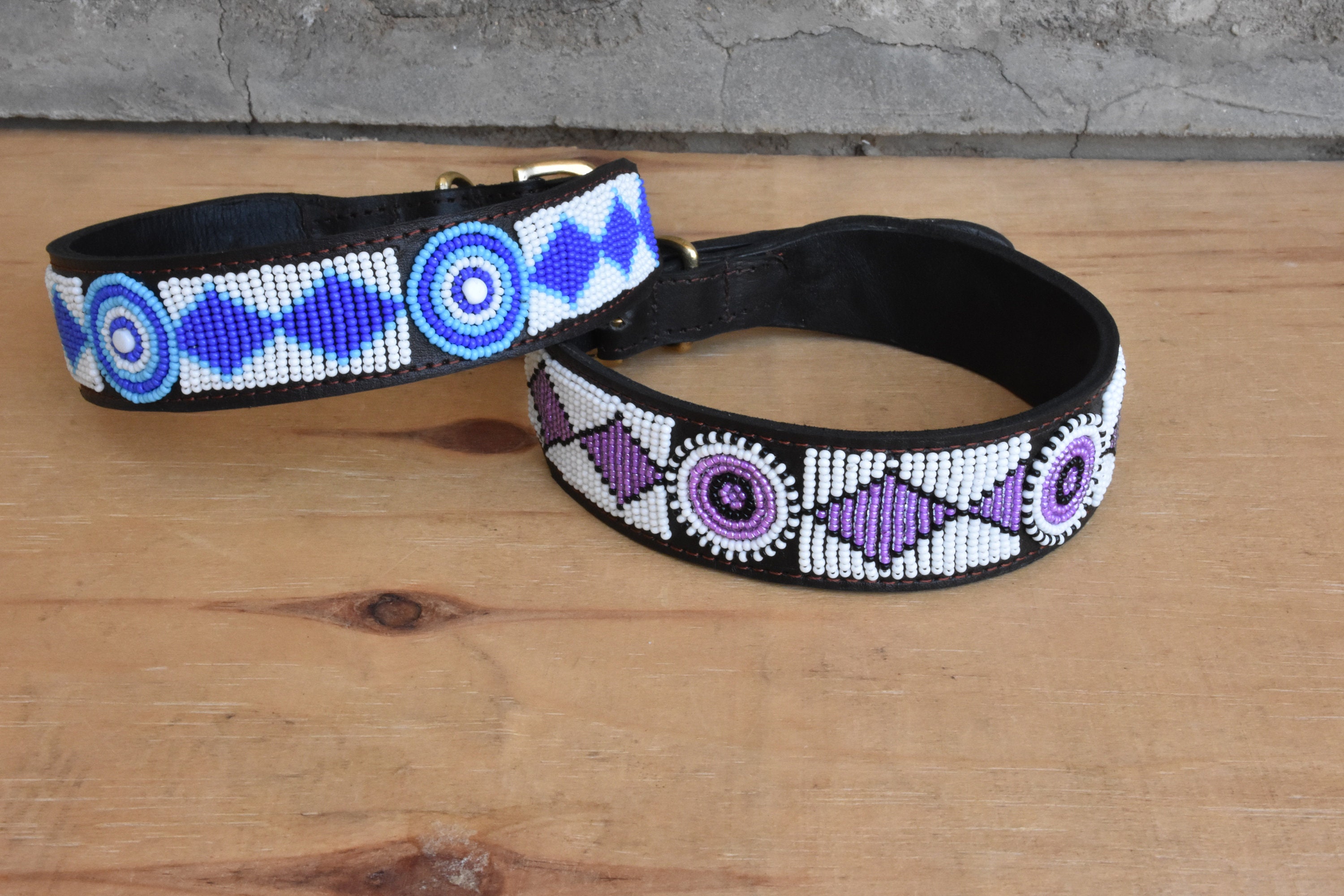 Leather Dog Collar African Beaded Dog Collar Maasai Dog Etsy