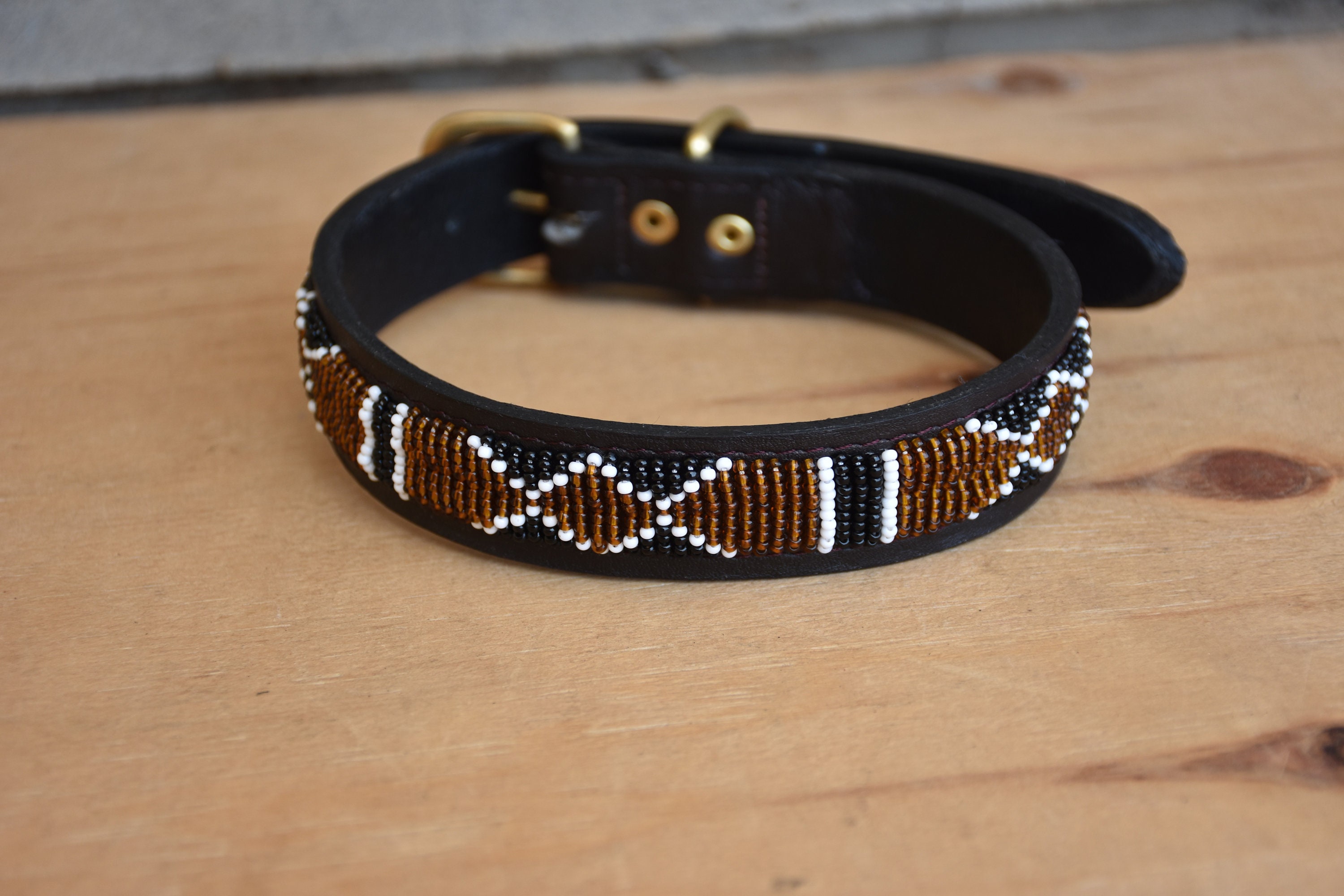 Leather Dog Collar African Beaded Dog Collar Maasai Dog Etsy