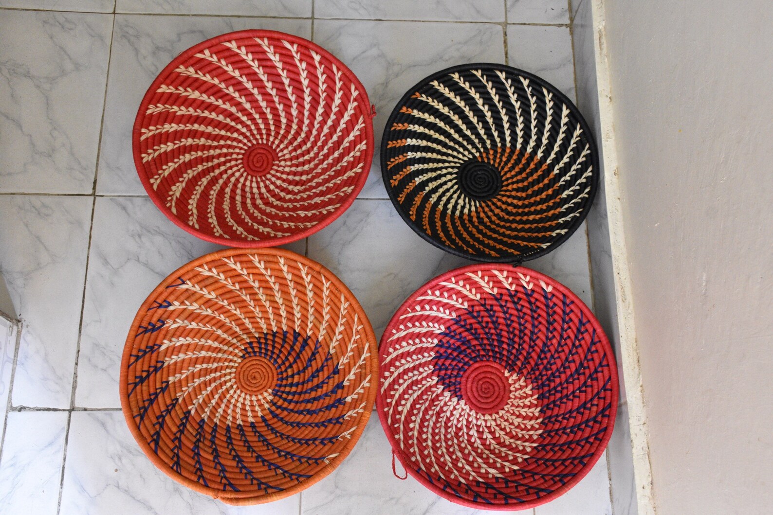 African Wall Basket Set Woven Wall Baskets Wall Art Decor Etsy
