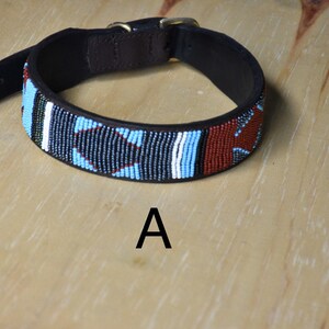 Leather Dog Collar, African Beaded Dog Collar, Maasai Dog Collar, Large Leather Dog Collar Personalized, Kenyan Dog Collar African P image 4