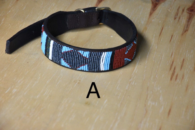 Leather Dog Collar, African Beaded Dog Collar, Maasai Dog Collar, Large Leather Dog Collar Personalized, Kenyan Dog Collar African P image 4