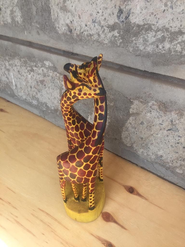 ON SALE Giraffe Wood Carving African Wooden Giraffe Hand Etsy
