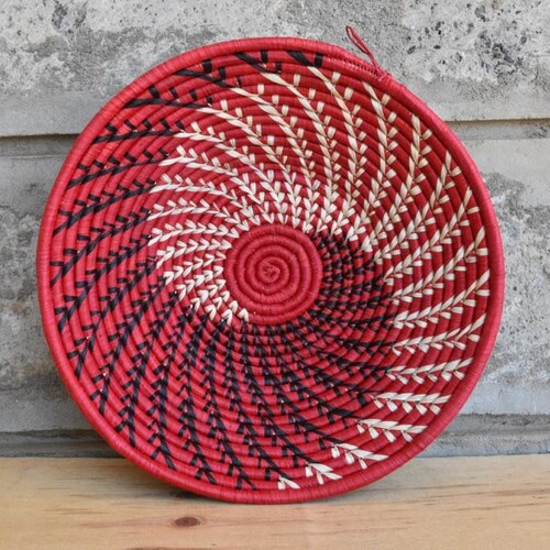 African Woven Wall Basket Handwoven Wall Hanging Baskets Home Etsy