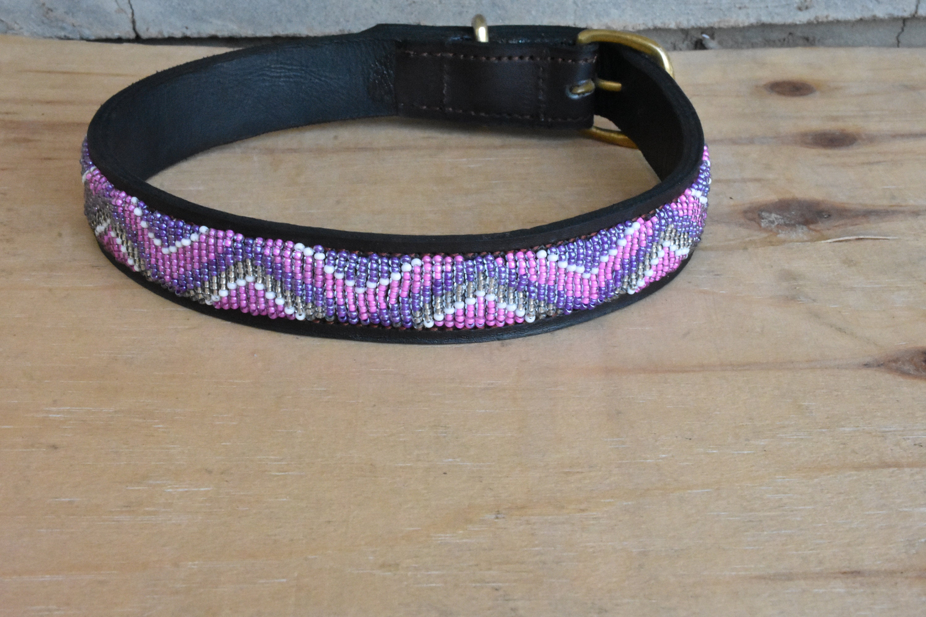 ON SALE Leather Dog Collar African Beaded Dog Collar Maasai Etsy