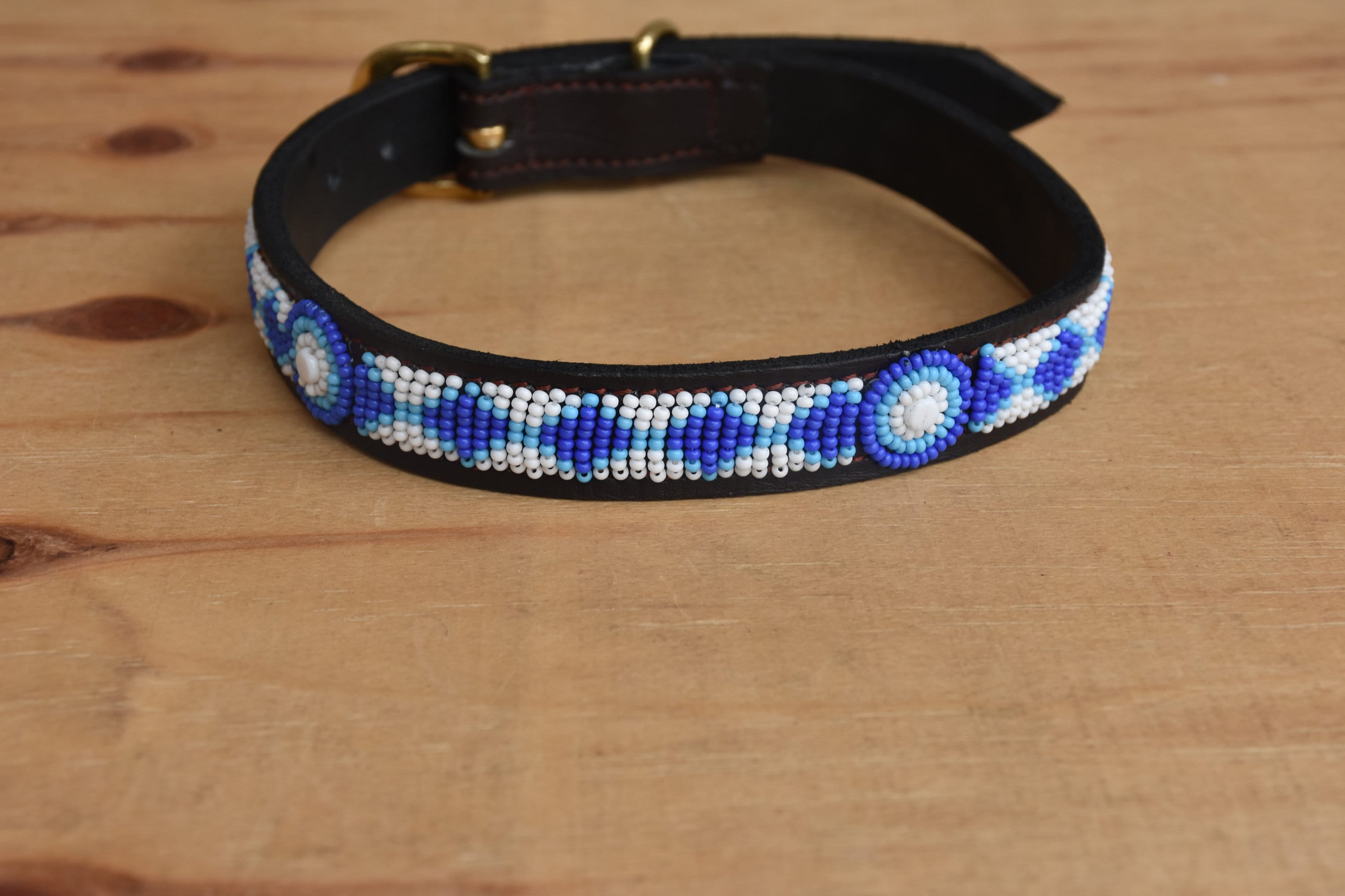 Leather Dog Collar African Beaded Dog Collar Maasai Dog Etsy
