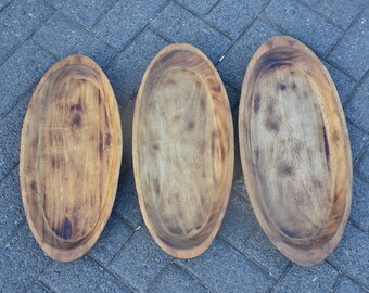 Long Wood Serving Tray, Rustic Jewelry & Coffee Tray, Hand Carved Candle Tray, Wood Serving Decorative Tray, Handmade Wooden Decor Bowls