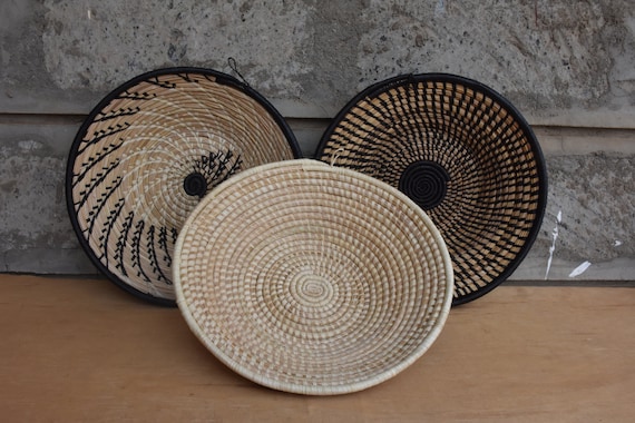 EN VENTA Conjunto de cestas de pared tejidas, decoración de pared de cesta  boho, cestas de exhibición de decoración de pared africana, cestas  decorativas tejidas a mano regalos de Navidad 