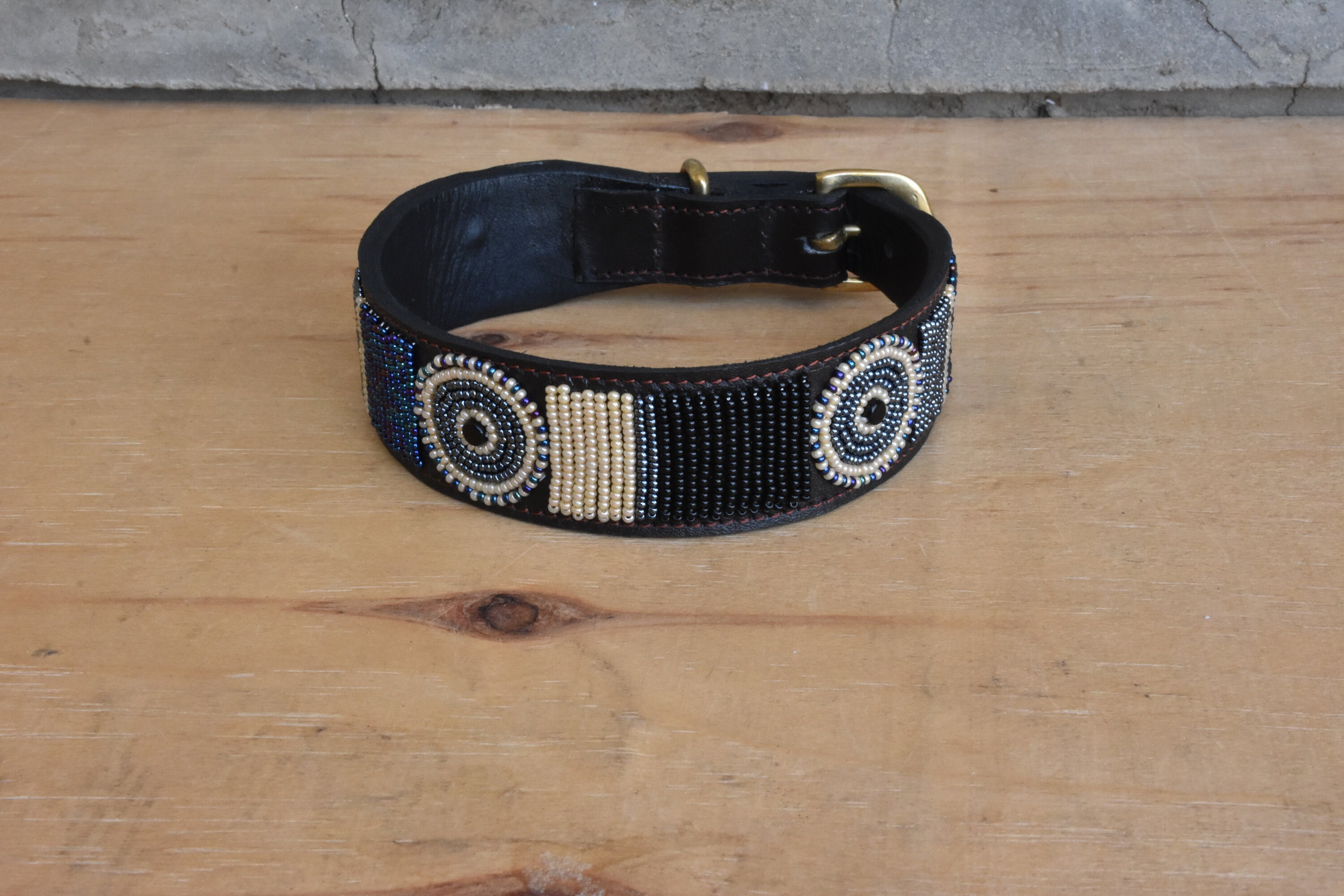 Leather Dog Collar African Beaded Dog Collar Maasai Dog Etsy