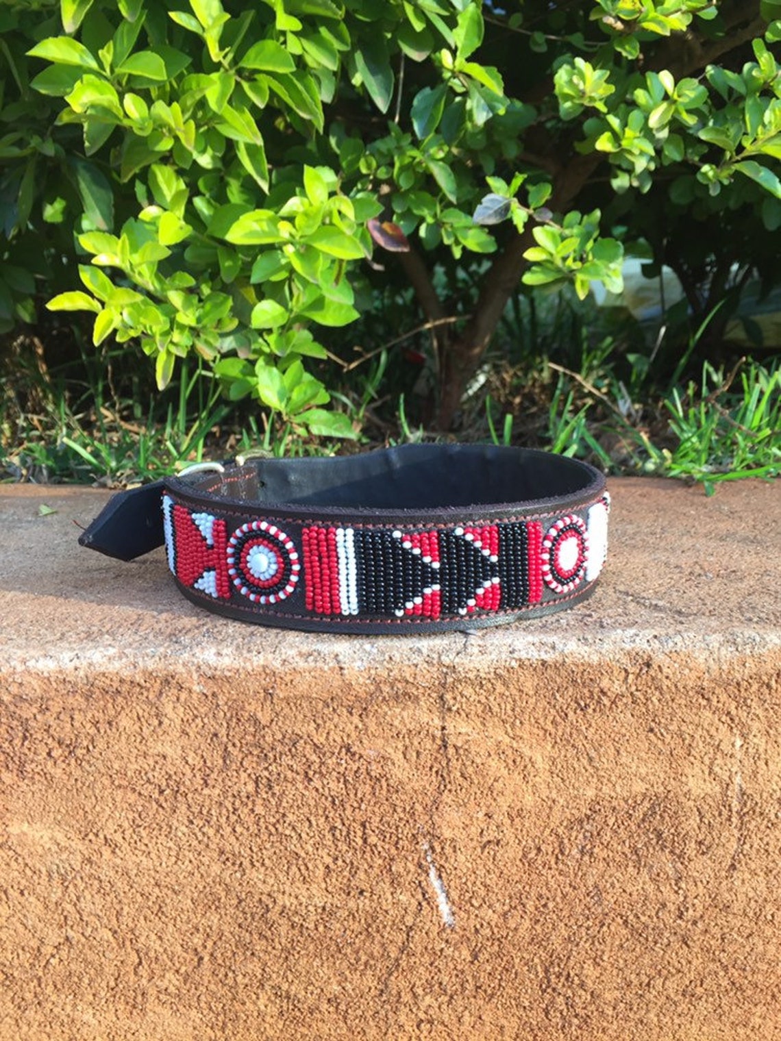 Leather Dog Collar African Beaded Dog Collar Maasai Dog Etsy