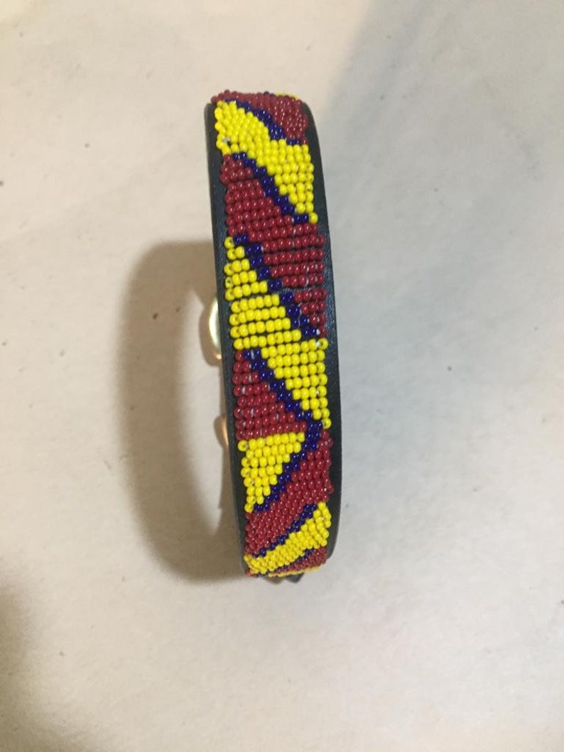 African Leather Dog Collar Small Dog Collar Leather Beaded Leather Dog Collar Unique Maasai Leather Dog Collar Christmas Gifts For Him