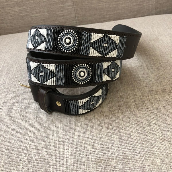 Masai belt, Leather belt, Beaded belt, Handmade belt, Maasai beaded leather belt, African beaded belt, Men belt, Casual belt, Boho belt,