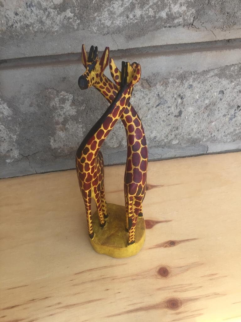 ON SALE Giraffe Wood Carving African Wooden Giraffe Hand Etsy