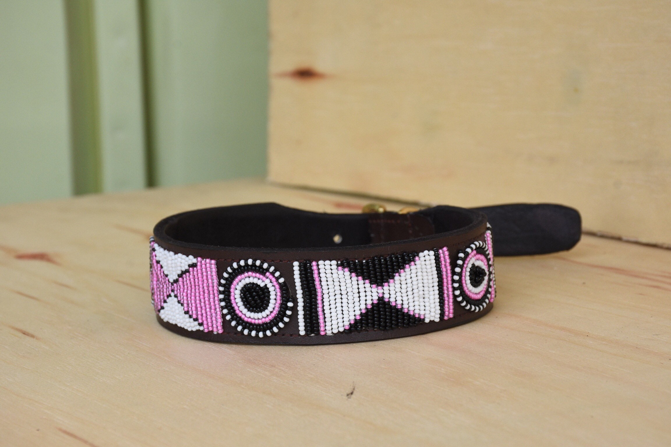 African Beaded Leather Dog Collar Maasai Handmade Dog Collar Etsy UK