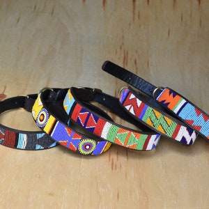 Leather Dog Collar, African Beaded Dog Collar, Maasai Dog Collar, Large Leather Dog Collar Personalized, Kenyan Dog Collar African P image 9