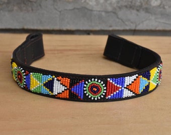 ON SALE Beaded Leather Browband For Horse, African Black Leather  Browbands, Handmade Maasai Browbands, Pet Supplies Gift for Horse.