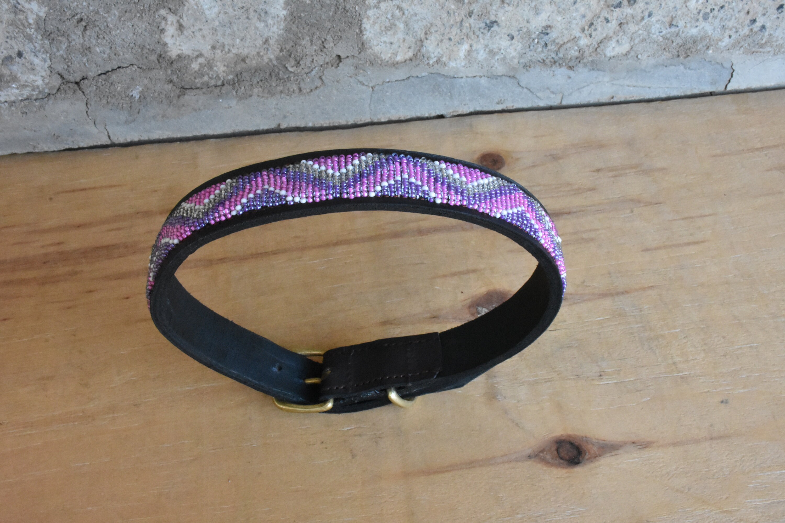 ON SALE Leather Dog Collar African Beaded Dog Collar Maasai Etsy