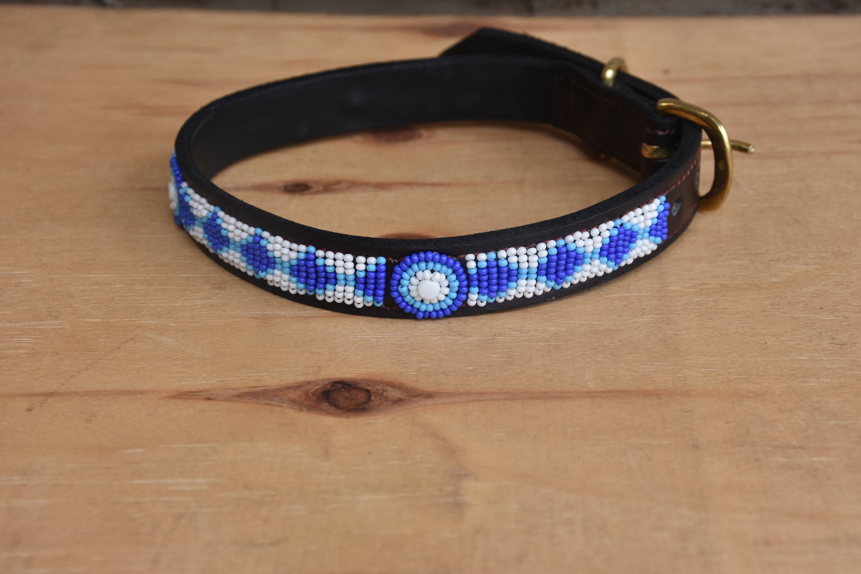 Leather Dog Collar African Beaded Dog Collar Maasai Dog Etsy