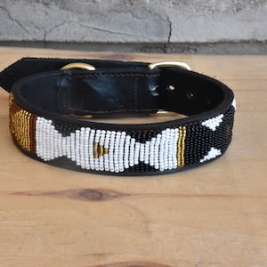 Leather Dog Collar, African Beaded Dog Collar, Maasai Dog Collar, Large Leather Dog Collar Personalized, Kenyan Dog Collar African Pet Gifts