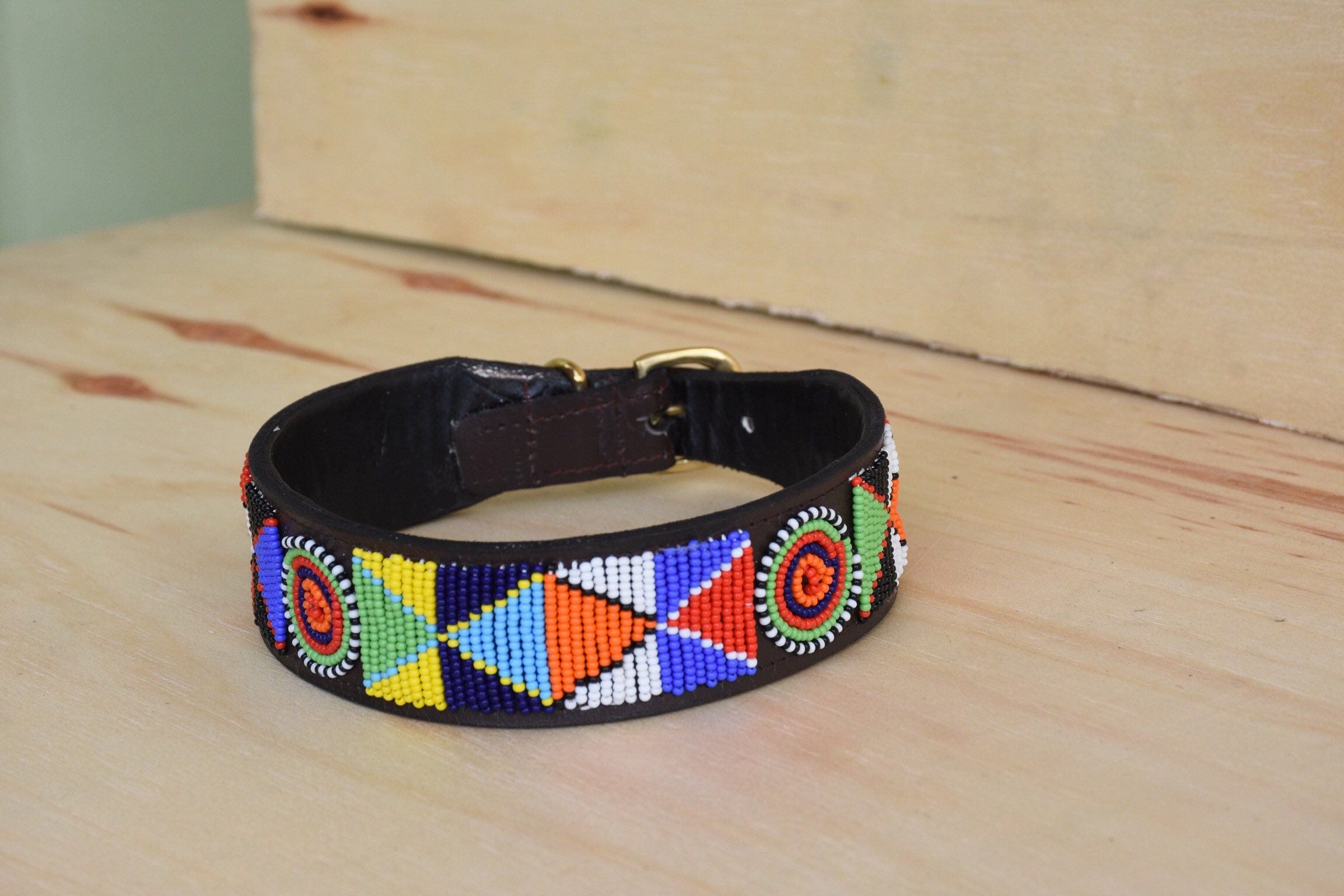 ON SALE African Beaded Leather Dog Collar Maasai Handmade Dog Etsy