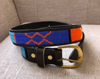 Masai belt, Leather belt, Beaded belt, Handmade belt, Maasai beaded leather belt, African beaded belt, Men belt, Casual belt, Boho b
