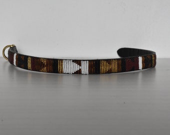 Leather Dog Collar, African Beaded Dog Collar, Maasai Dog Collar, Large Leather Dog Collar Personalized, Kenyan Dog Collar African P