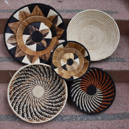 Handwoven Wall Basket Decor African Woven Wall Hanging Boho Etsy