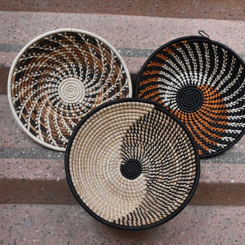 Black Wall Decor Basket African Wall Decor Display Baskets Etsy