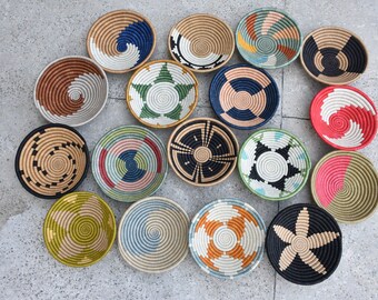 Small  Baskets  Decor, Woven decorative African Baskets , Hand Woven Wall Baskets Fruit Bowl, Boho Wall Art, Kitchen Home Decor Moms Gifts