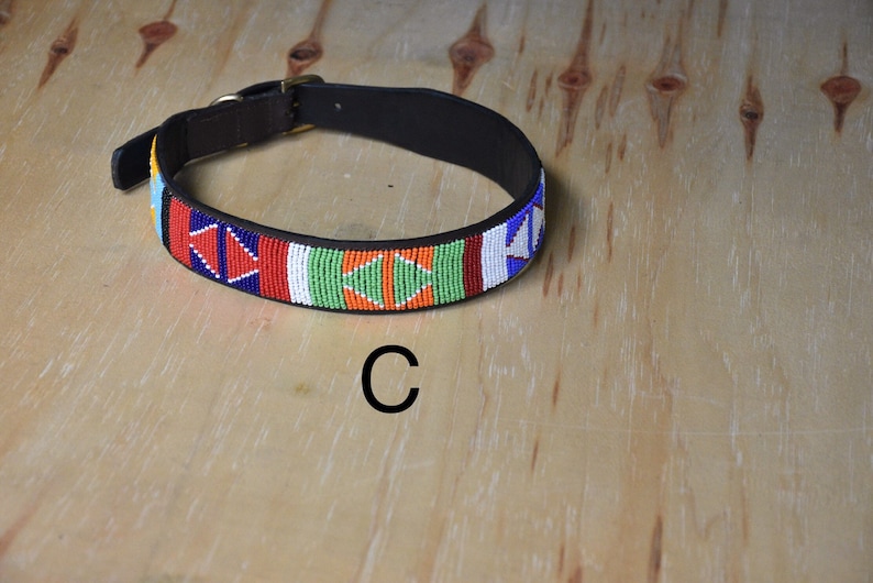 Leather Dog Collar, African Beaded Dog Collar, Maasai Dog Collar, Large Leather Dog Collar Personalized, Kenyan Dog Collar African P image 6