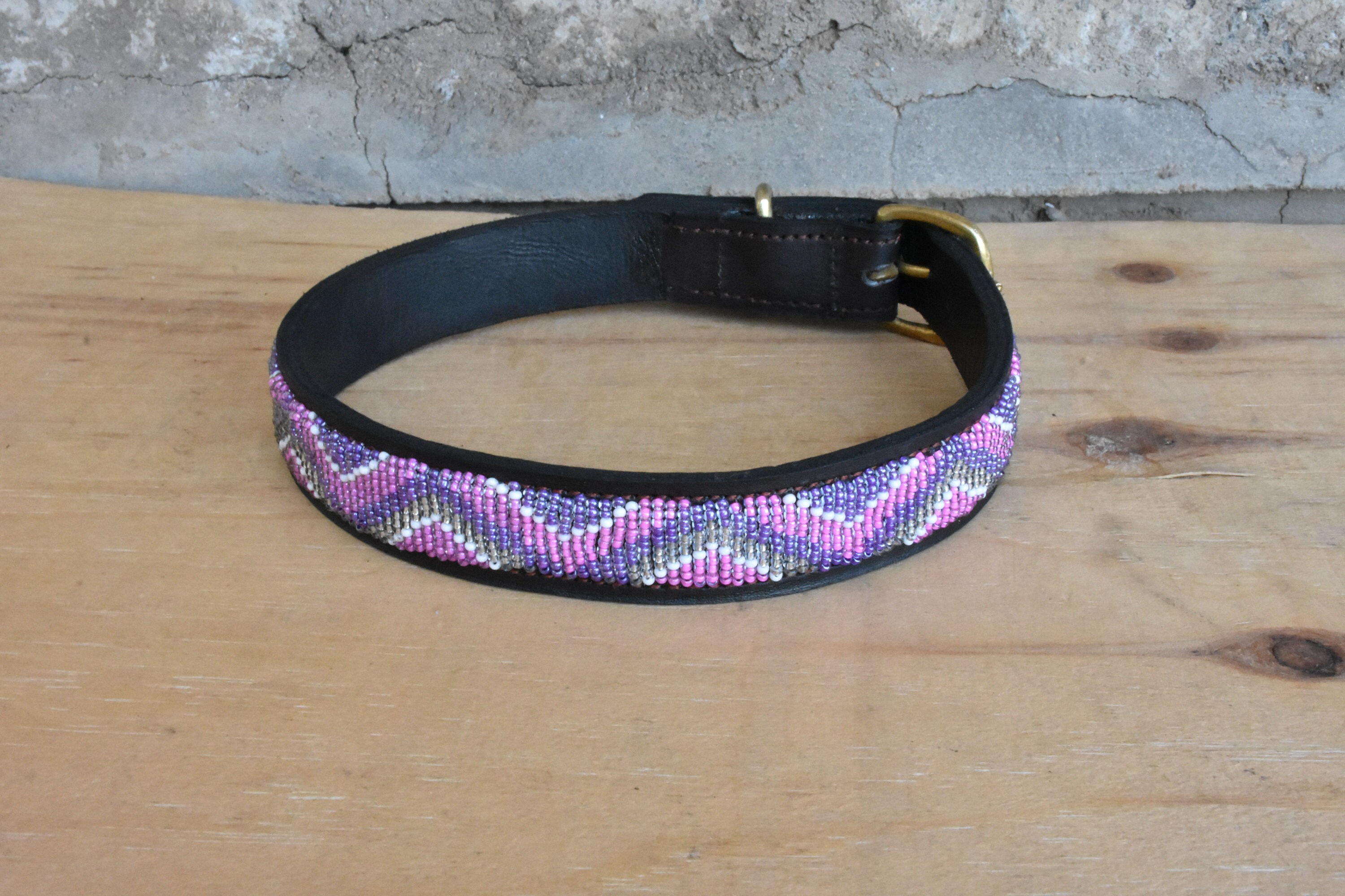 ON SALE Leather Dog Collar African Beaded Dog Collar Maasai Etsy